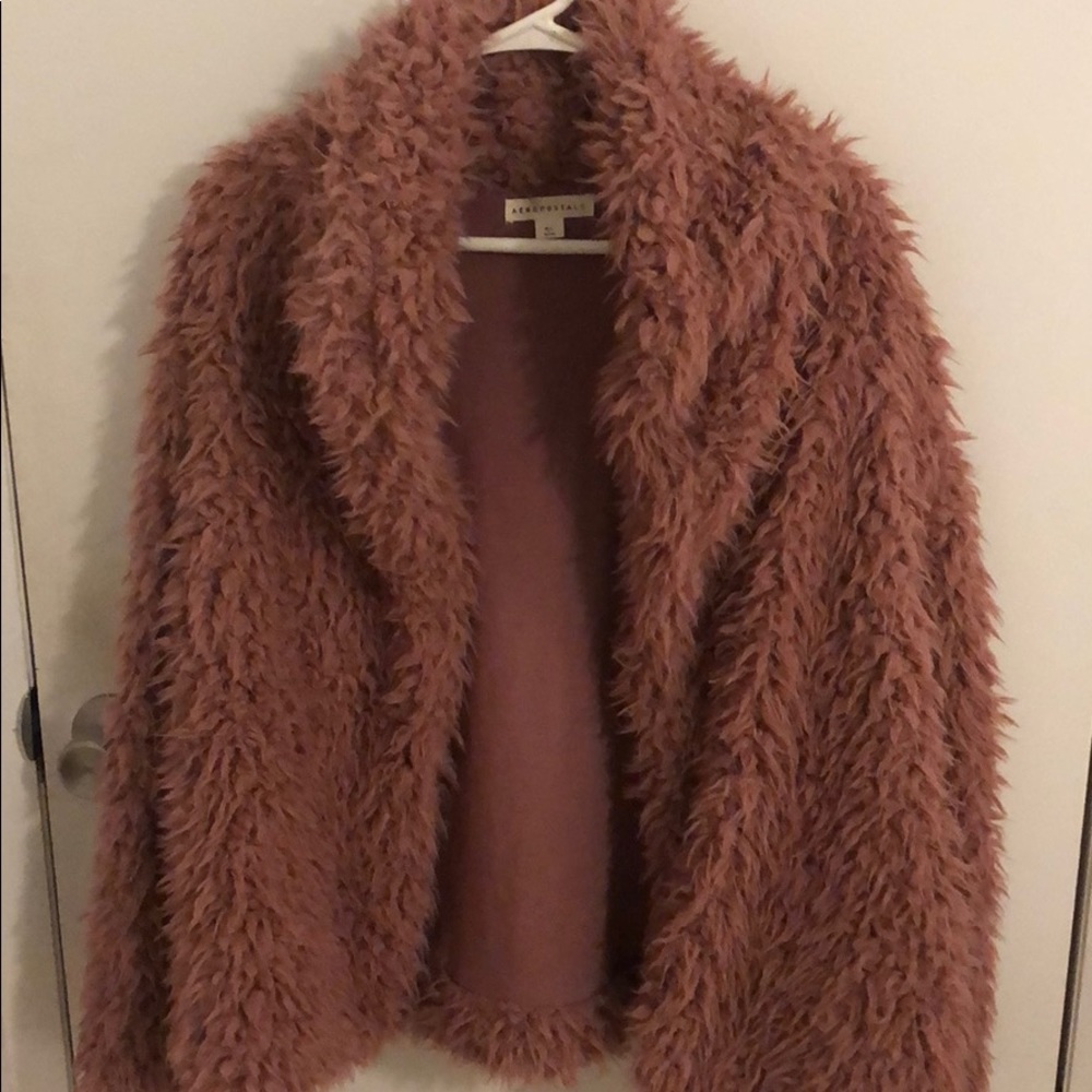 AEROPOSTALE PINK FUZZY CARDIGAN